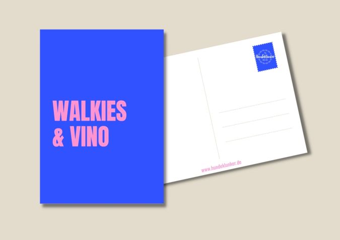 Postkarte Walkies & Vino