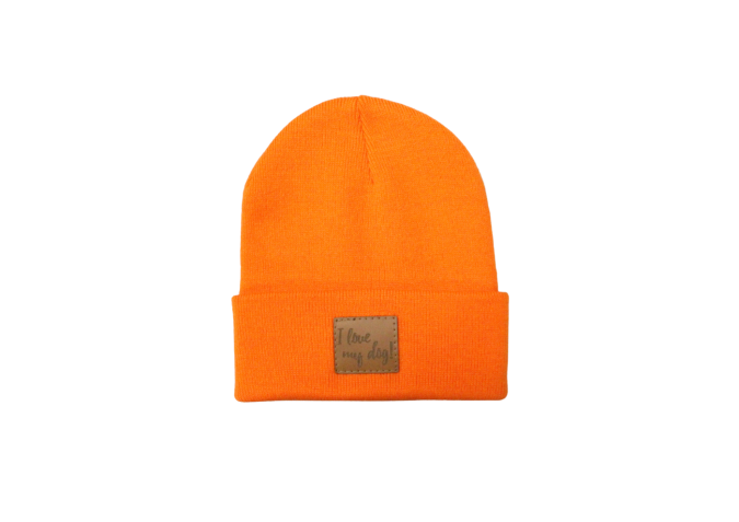 Mütze "I love my dog" Neonorange