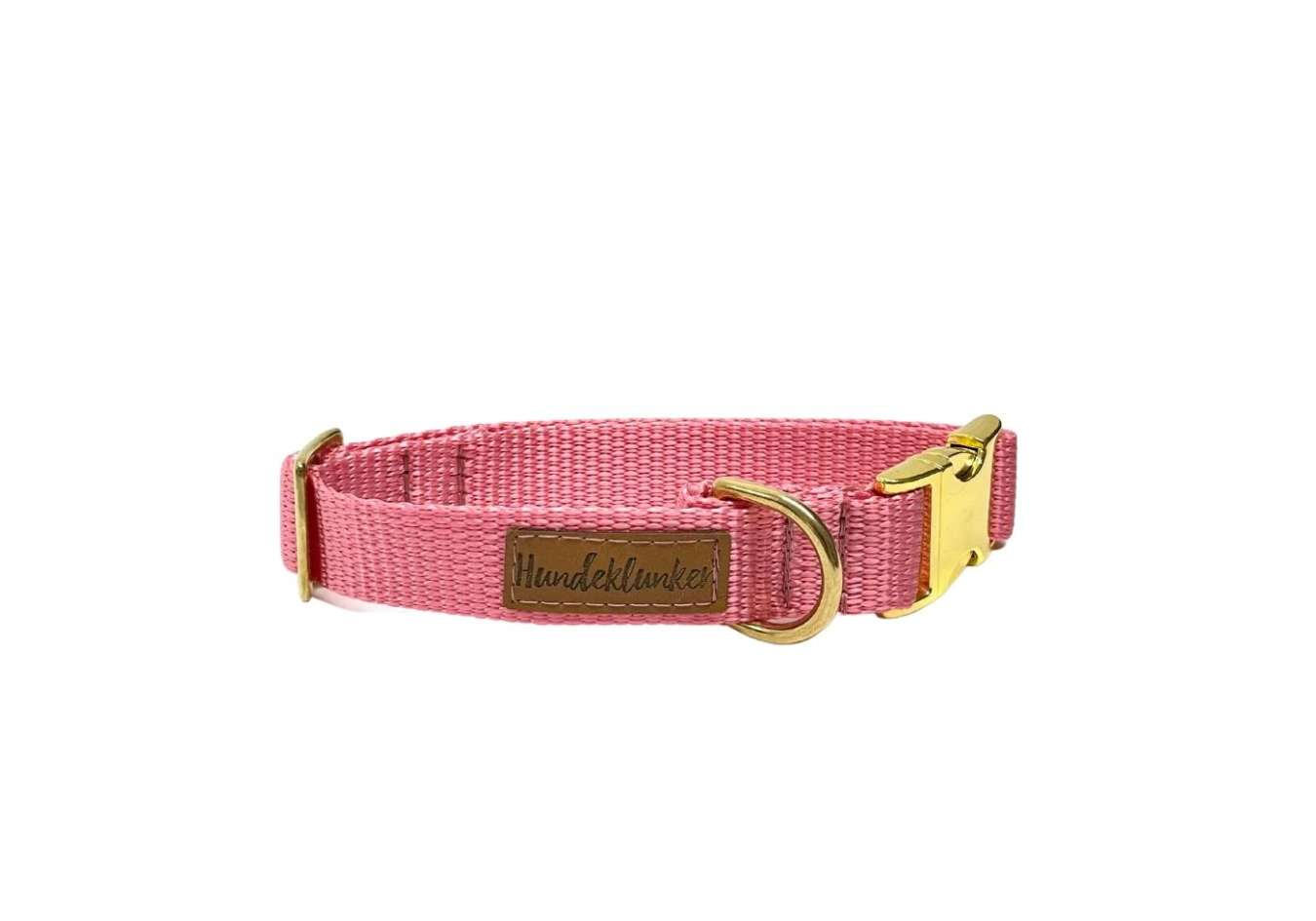 Pinkes Halsband Basic PINK Gold von Hundeklunker