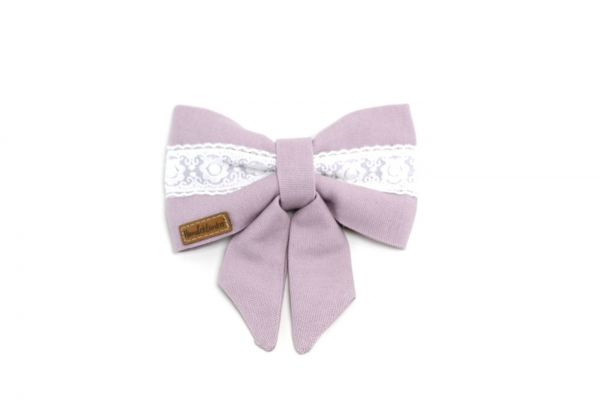 Schleife Flieder mit Spitze (offwhite)