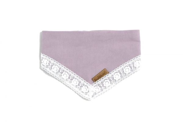 Halstuch Flieder mit Spitze (offwhite)