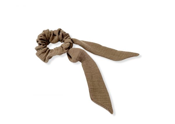 Scrunchie // Haarband mit Schleifenband // Musselin Taupe